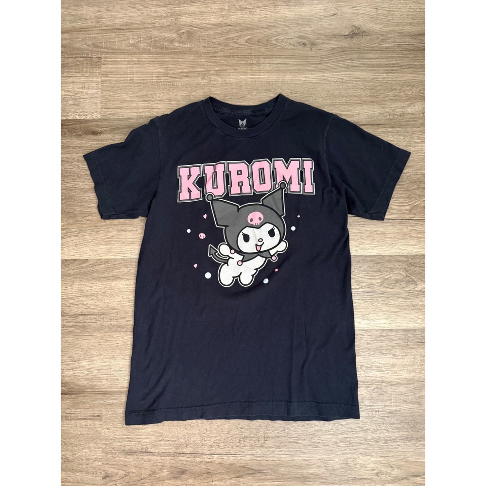 Sanrio Kuromi Bioworld Blue Graphic T-Shirt Womens Small Pink Logo Cotton Tee